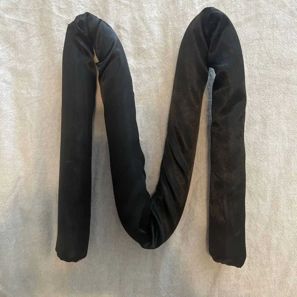 Heatless Satin Curling Rod Headband Hair Rollers Overnight Curls Ribbon Set Blac